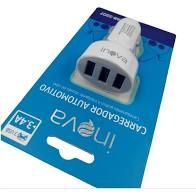 Carregador Veicular Rápido Inova 3.4 A 3 Portas Usb